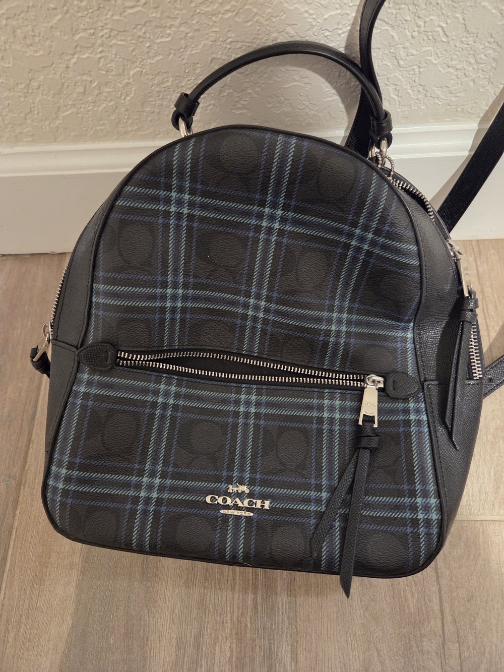 COACH Black Plaid Signature Backpack